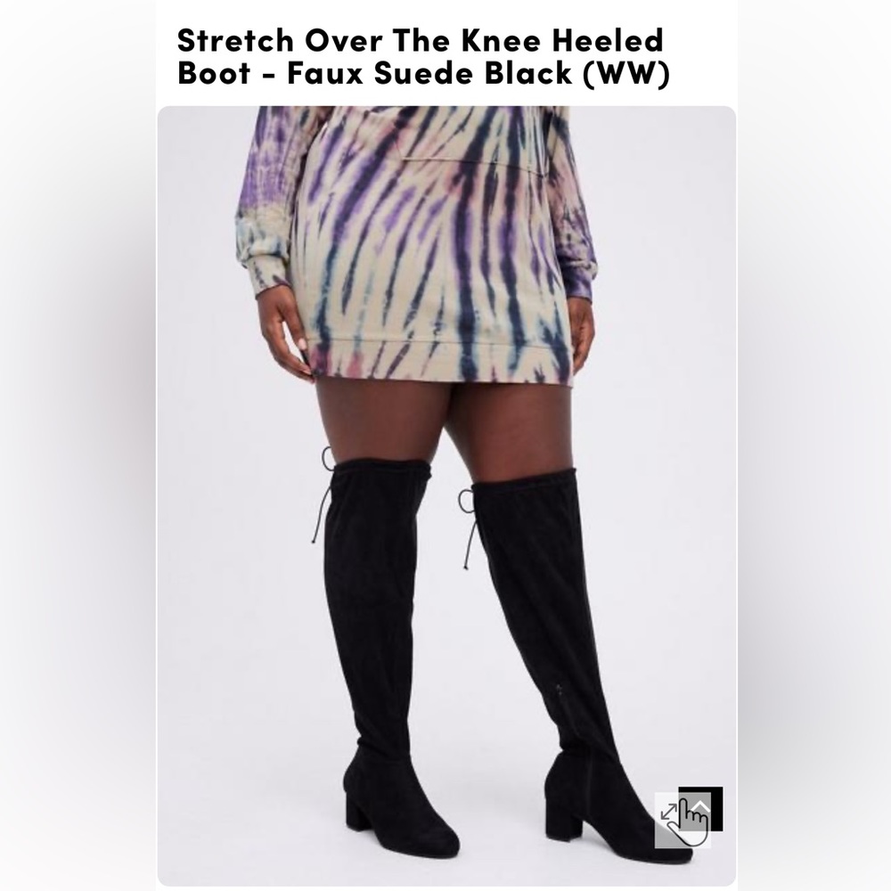 Torrid Stretch Over The Knee Heeled Boot - Faux Suede Black (WW) 9.5